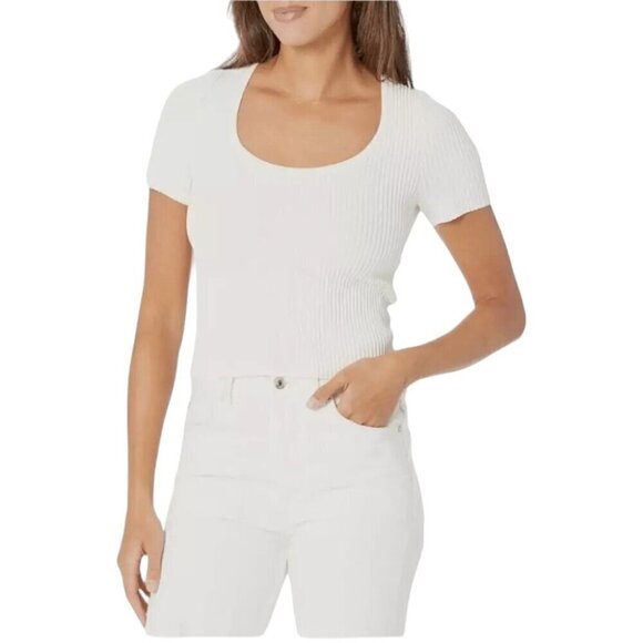 Madewell Ottoman Crop Sweater Tee in Bright Ivory XSmall New Womens Top - Picture 1 of 11